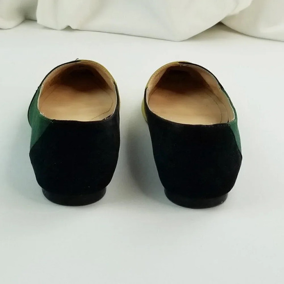 Zara Trafaluc Sz 37 (US 7-7.5) Dijon Yellow Black Green Suede Pointed Toe Flats - Picture 10 of 12